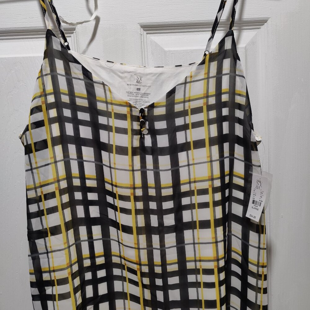 New York & Company Yellow/ Black/ White Blouse